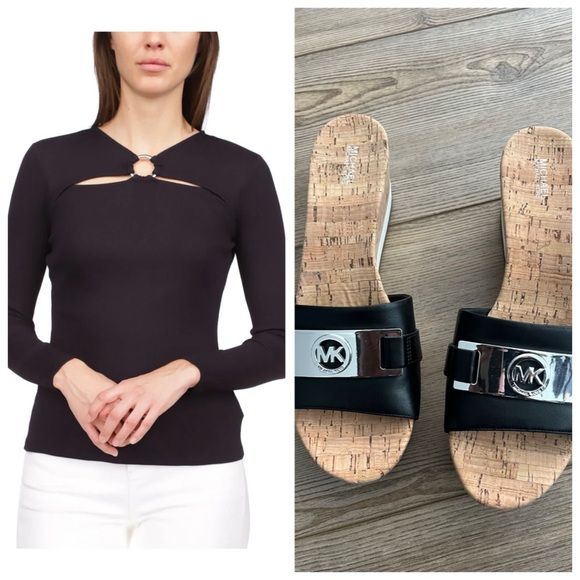 Michael Kors Black Cutout Top and Sandals - Picture 1 of 6